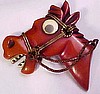 BP277 resin washed bakelite googly eyed horse pin